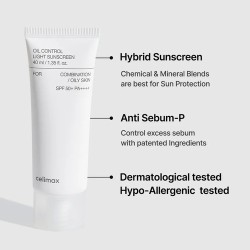 Celimax Oil Control Light Sunscreen SPF50+ 40ml -  Αντηλιακό για Λιπαρή & Μικτή Επιδερμίδα - Anua - glowfit.gr