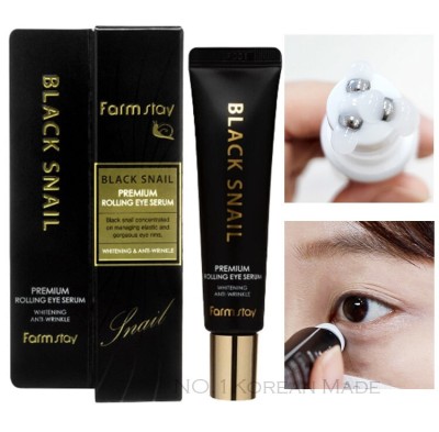 Farmstay Black Snail Premium Rolling Eye Serum 25ml – Ορός Ματιών με Roller για Ρυτίδες & Ενυδάτωση