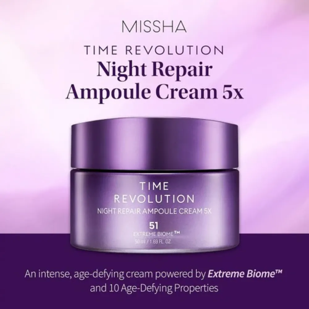 Time Revolution Night Repair Ampoule Cream 50ml– Αντιγηραντική Κρέμα με Extreme Biome & Προβιοτικά