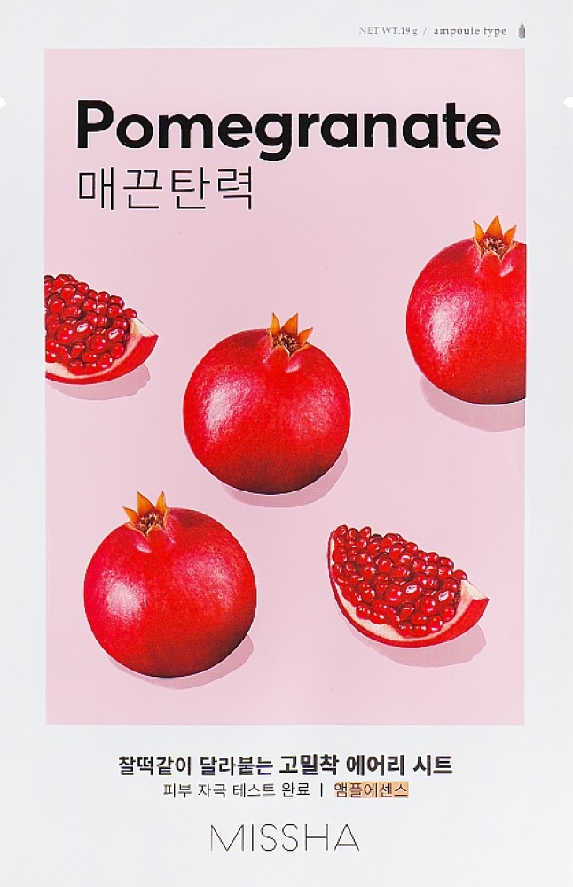 Missha Airy Fit Sheet Mask Pomegranate – Μάσκα με Εκχύλισμα Ροδιού για Ελαστικότητα & Αντιγήρανση