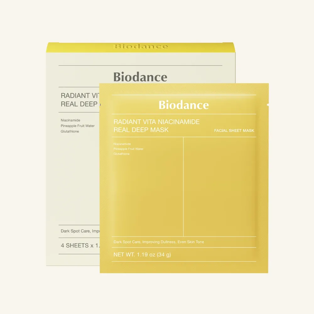 Biodance Radiant Vita Niacinamide Real Deep Mask 34g – Μάσκα λάμψης με Νιασιναμίδη & νερό ανανά για φωτεινή, λεία επιδερμίδα Biodance Radiant Vita Niacinamide Real Deep Mask 34g – Μάσκα λάμψης με Νιασιναμίδη & νερό ανανά για φωτεινή, λεία επιδερμίδα