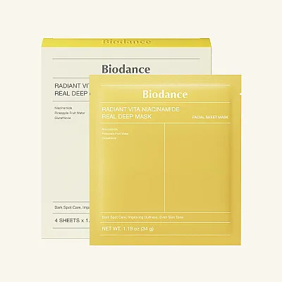 Biodance Radiant Vita Niacinamide Real Deep Mask 34g – Μάσκα λάμψης με Νιασιναμίδη & νερό ανανά για φωτεινή, λεία επιδερμίδα