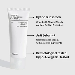 Celimax Oil Control Light Sunscreen SPF50+ 40ml -  Αντηλιακό για Λιπαρή & Μικτή Επιδερμίδα - Anua - glowfit.gr