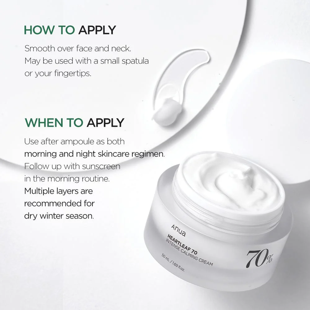Heartleaf 70% Intense Calming Cream 50ml - Anua - glowfit.gr