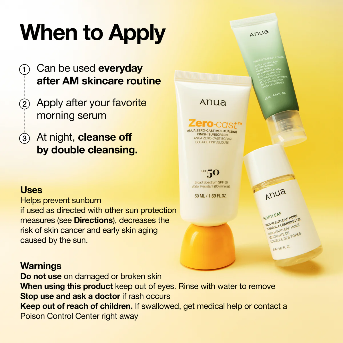 Anua Zero-Cast Moisturizing Finish Sunscreen 50ml - κορεάτικη αντηλιακή χωρίς white cast - glowfit.gr
