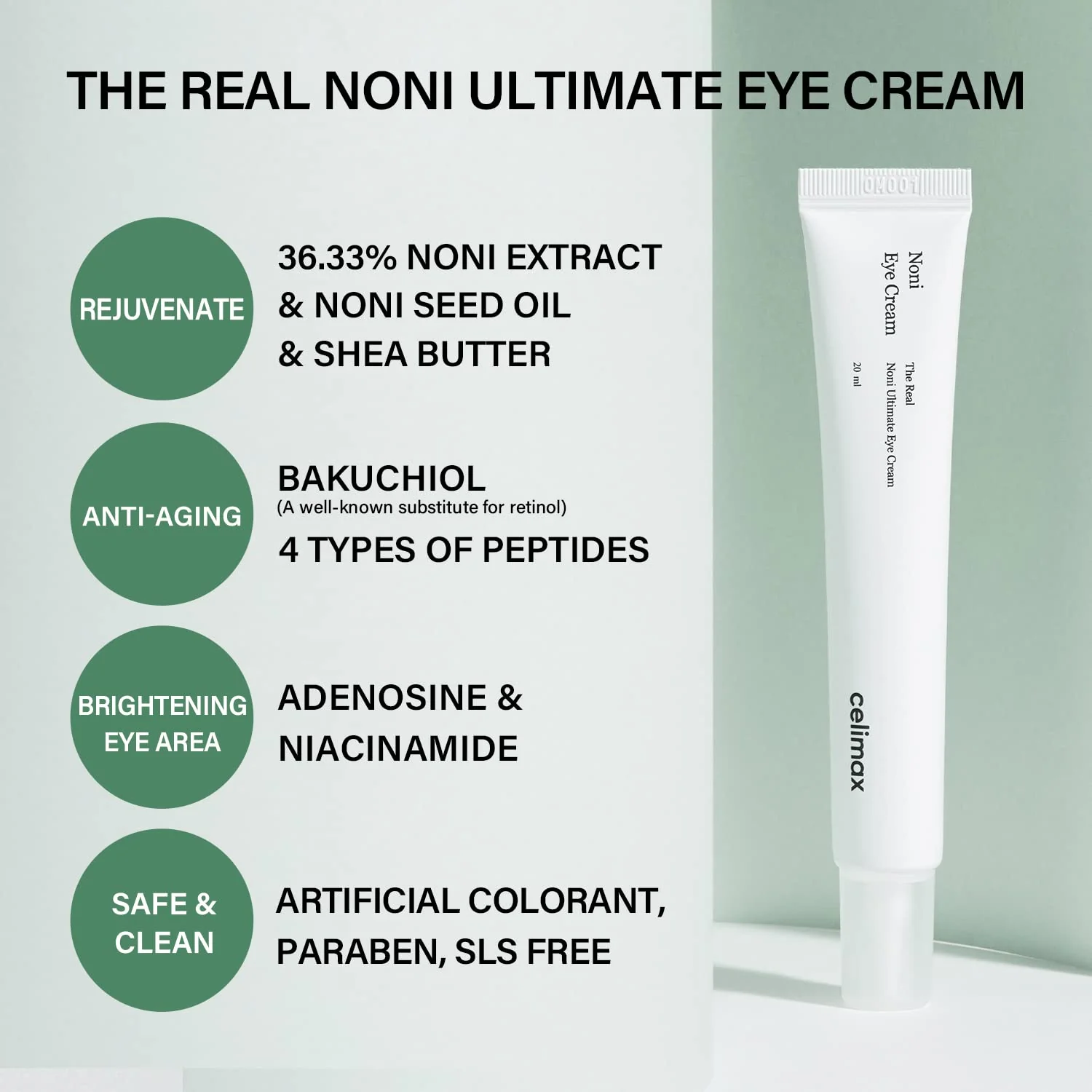 Celimax The Real Noni Ultimate Eye Cream – Επανορθωτική Κρέμα Ματιών με Νόνι & Πεπτίδια 20ml - Celimax - glowfit.gr