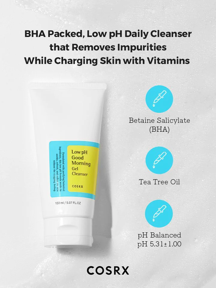 COSRX Low pH Good Morning Gel Cleanser 150ml  – Ήπιο Gel Καθαρισμού Προσώπου -  - glowfit.gr