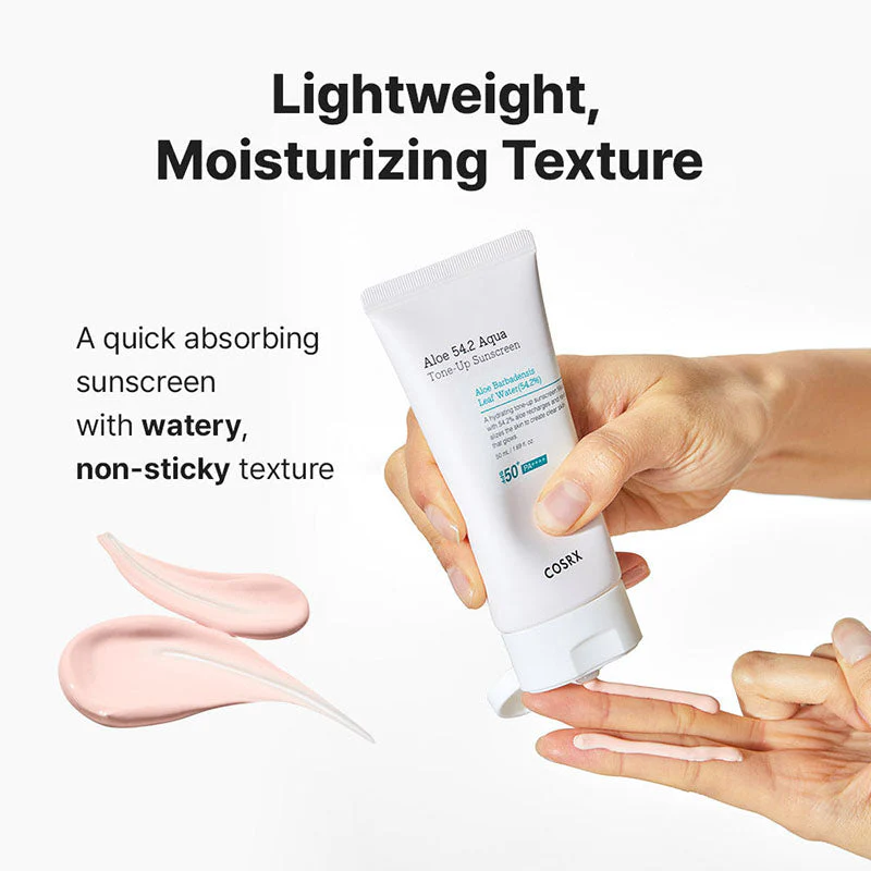 COSRX Aloe 54.2 Aqua Tone-Up Sunscreen SPF50 – Αντηλιακό με Aloe -  - glowfit.gr