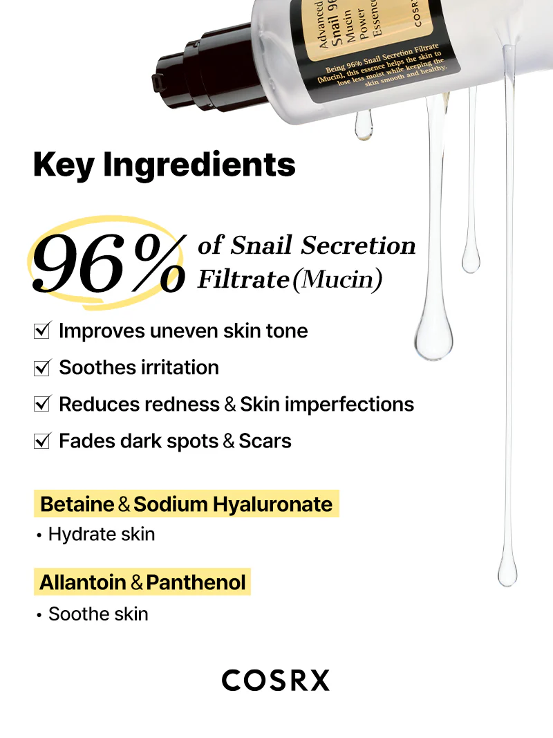 COSRX Advanced Snail 96 Mucin Power Essence 100ml - essence με 96% Snail Mucin - glowfit.gr
