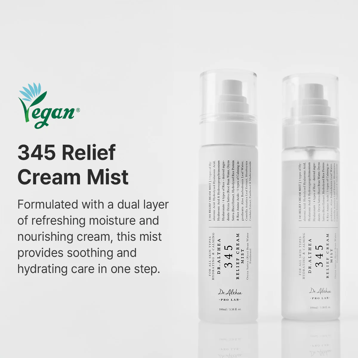 Dr. Althea 345 Relief Cream Mist 100ml– Διπλής Φάσης Ενυδατικό Mist με Centella & Υαλουρονικό - Dr. Althea - glowfit.gr