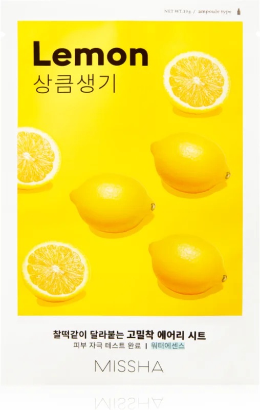 MISSHA Airy Fit Sheet Mask Lemon 19g - μάσκα λάμψης με εκχύλισμα λεμονιού - glowfit.gr