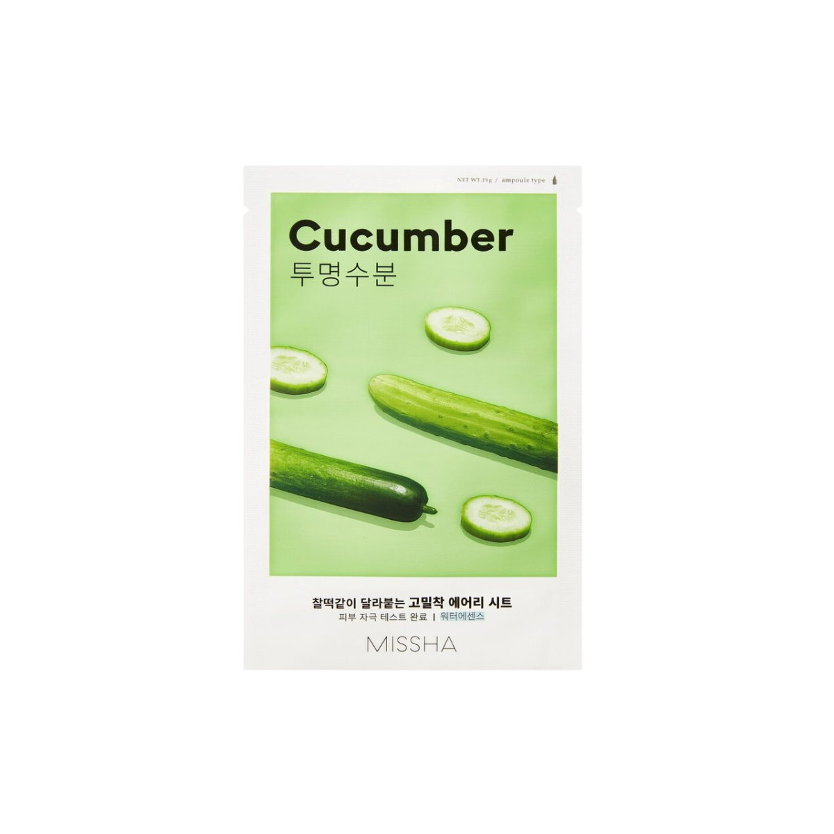 MISSHA Airy Fit Sheet Mask Cucumber 19g - ενυδατική κορεάτικη μάσκα προσώπου - glowfit.gr