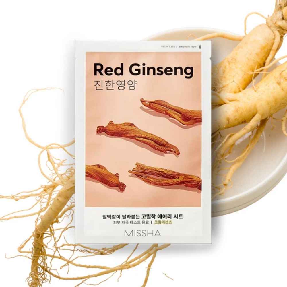 MISSHA Airy Fit Sheet Mask Red Ginseng 19g - θρεπτική μάσκα με κόκκινο ginseng - glowfit.gr