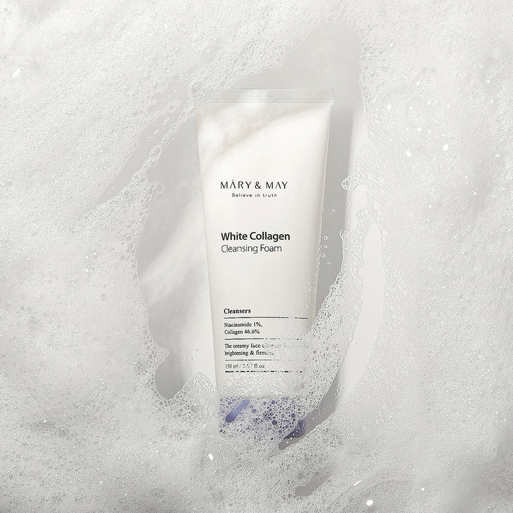 Mary & May White Collagen Cleansing Foam 150ml - κορεάτικος αφρός καθαρισμού με κολλαγόνο - glowfit.gr