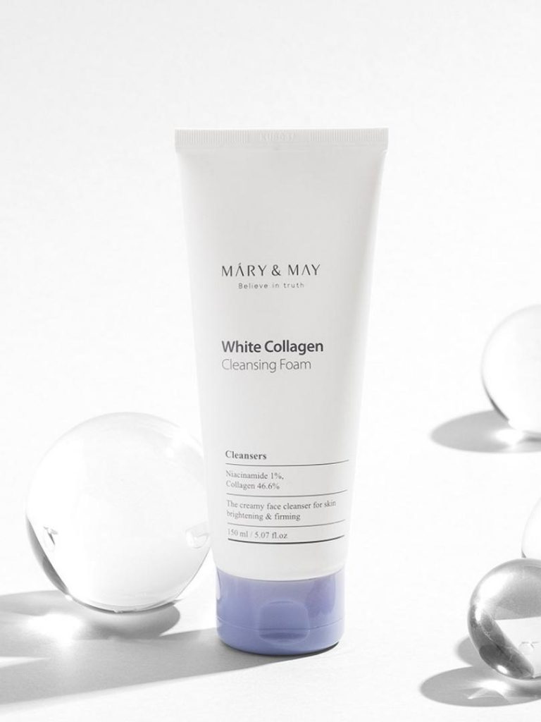 Mary & May White Collagen Cleansing Foam 150ml - κορεάτικος αφρός καθαρισμού με κολλαγόνο - glowfit.gr