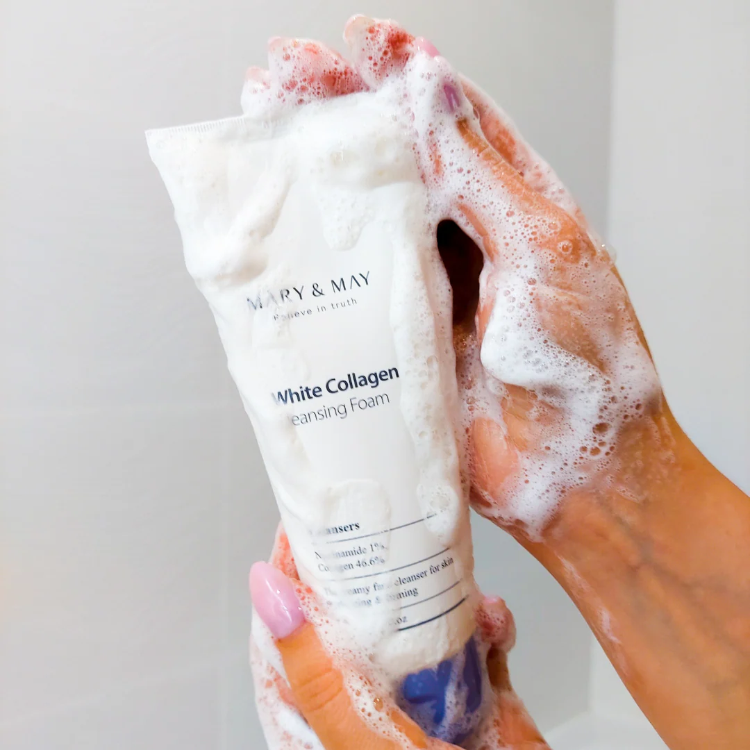 Mary & May White Collagen Cleansing Foam 150ml - κορεάτικος αφρός καθαρισμού με κολλαγόνο - glowfit.gr