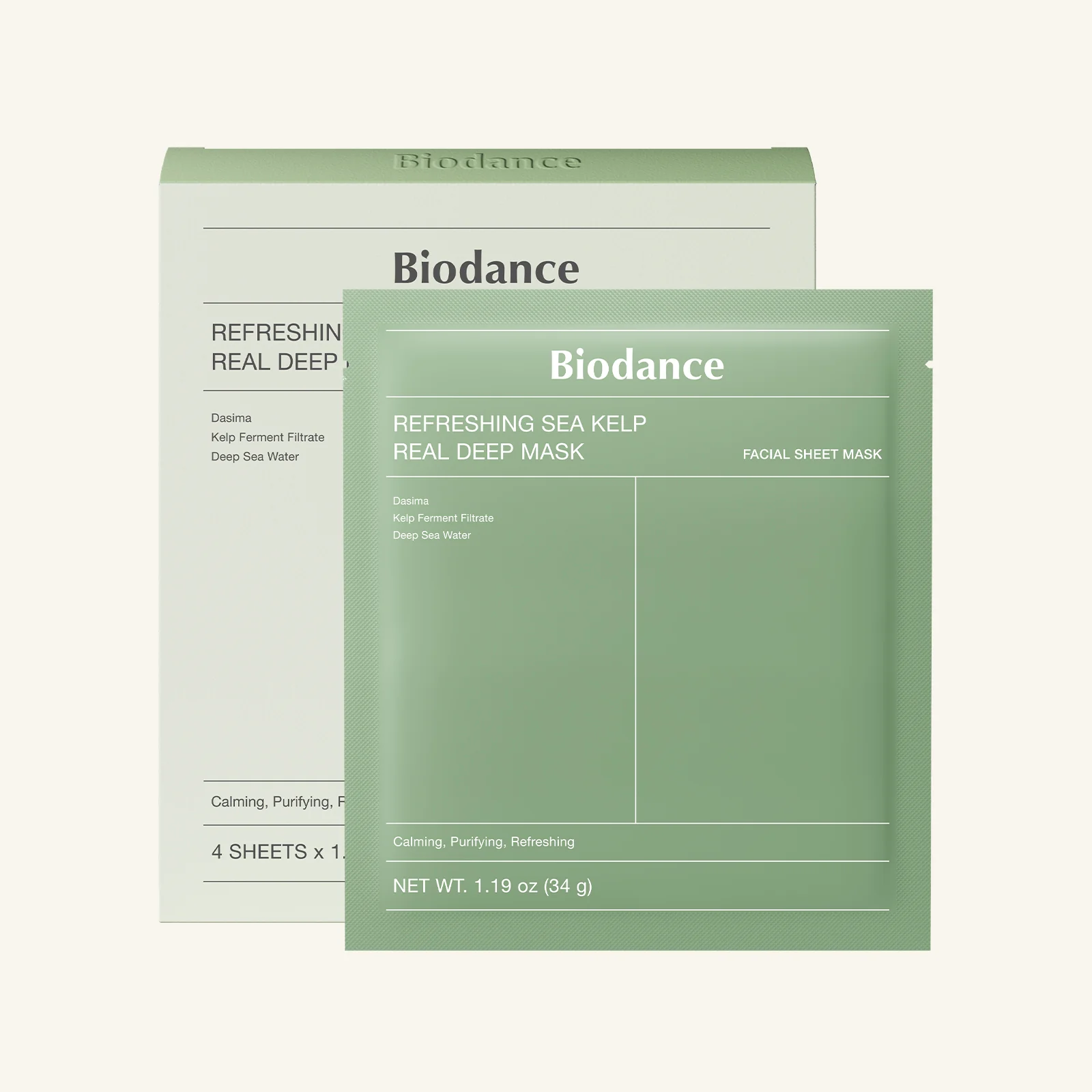 Biodance Refreshing Sea Kelp Real Deep Mask 34g – Μάσκα εξισορρόπησης με Sea Kelp & βαθιά θαλάσσια νερά για λιπαρές και ευαίσθητες επιδερμίδες - Biodance - glowfit.gr