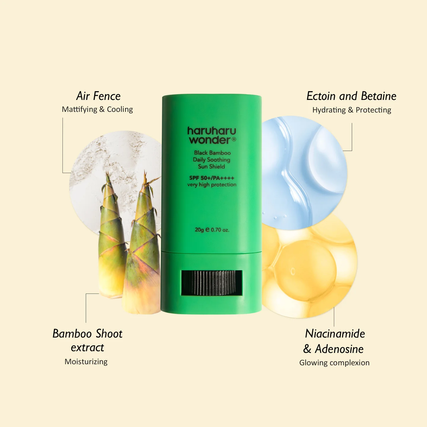Black Bamboo Daily Soothing Sun Shield SPF50+ PA++++ - HaruHaru - glowfit.gr