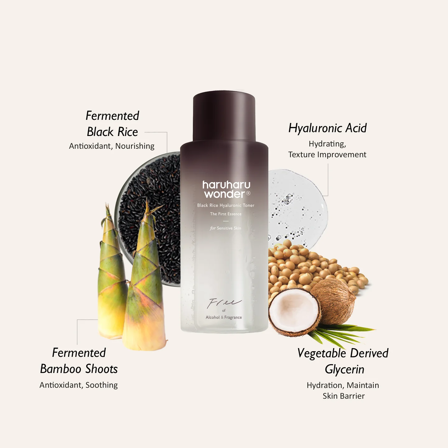 Black Rice Hyaluronic Toner For Sensitive Skin 150ml - HaruHaru - glowfit.gr